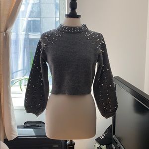 Zara Pearl Embellished Sweater